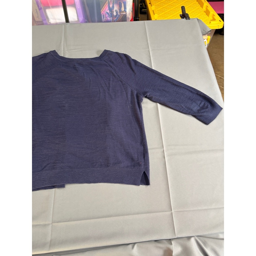 Loft Womens Navy Blue 100% Cotton Button Front Cardigan Sweater 3/4 Sleeve, M - Picture 6 of 14